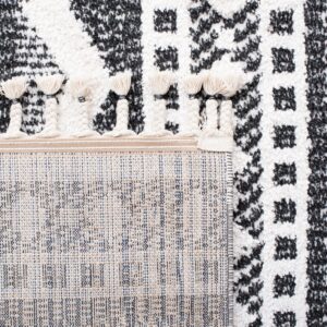 Safavieh Moroccan Tassel Shag Mts484A Ivory - Black Area Rug